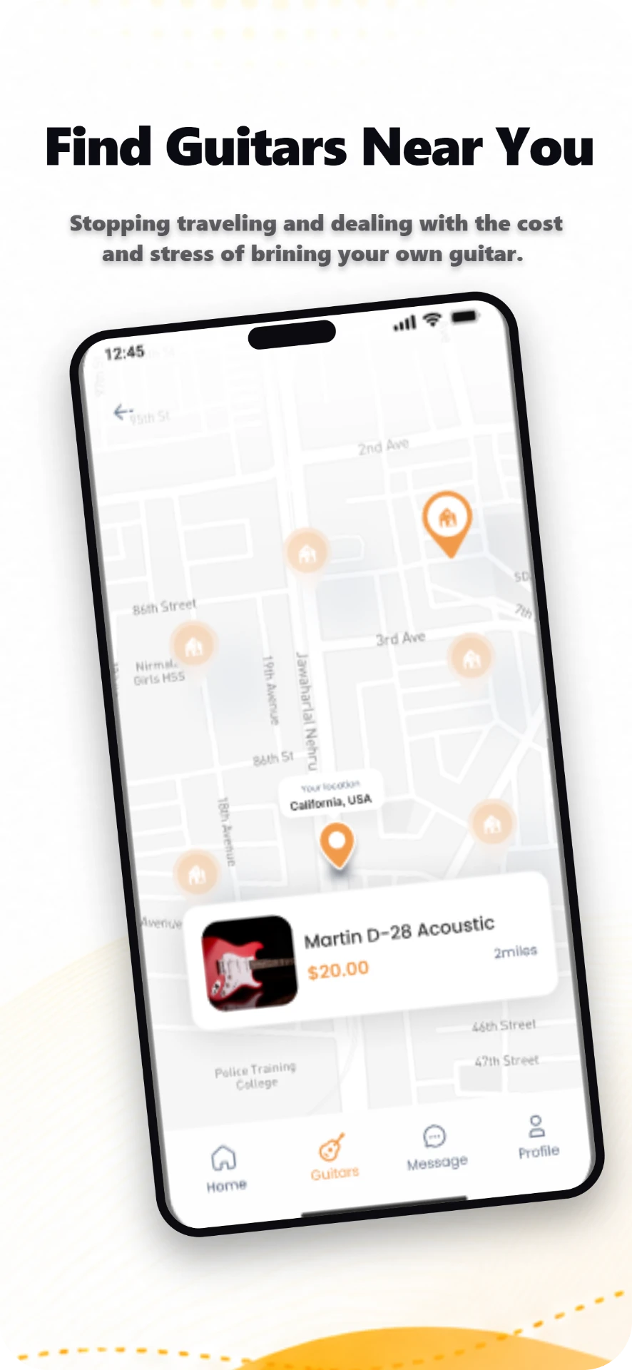 Storyboard screenshot 4: Find Guitars Near You